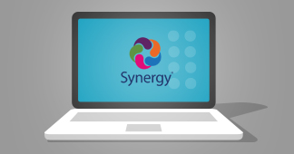 synergy logo on laptop